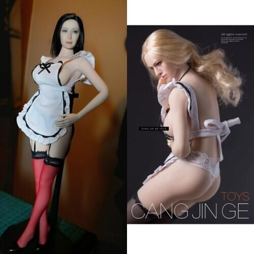 S04B body fit KT004 girl head Scale 1/6 Sexy Amused Maid apron Maid clothes for 12inches large bust