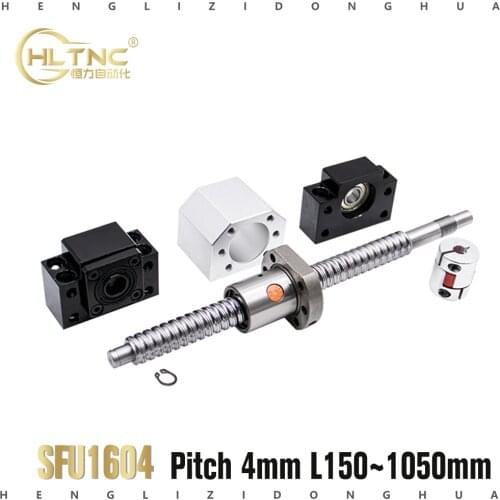 SFU RM1604 BallScrew any length 150 to 1150mm Rolled Ball screw with single Ballnut for CNC parts BK/BF12 standard end machined