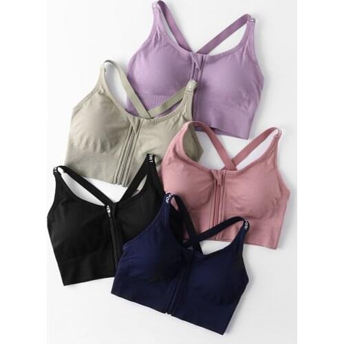 Sports bra front zipper no rims fitness womens sportswear womens sports top bra gym women underwear push up underwear