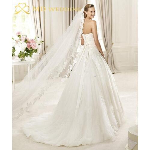 2018 Wedding Veil 4m Long and 2.5m Width Comb Lace Mantilla Cathedral Bridal Veil Wedding Accessories Veu De Noiva EE89