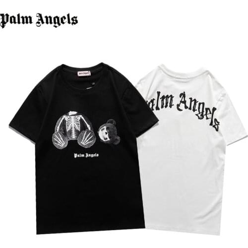 Palm Angels 21SS Letter Logo PA Chic Loose CasualRound Neck Short Sleeve T-shirt Broken Bear MenWomen Lovers Couple Style E92
