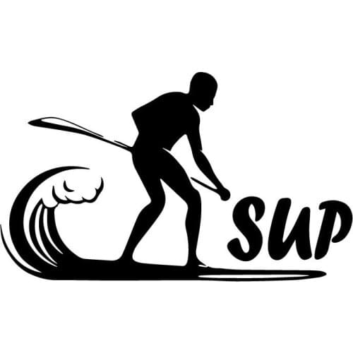 17CM*10.1CM Stand Up Paddling Paddleboarding SUP Decor Vinyl Car Styling Car Sticker Black/Silver C31-0335