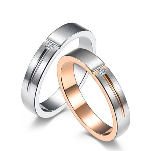 Woman Men Rings for Engagement Wedding Anniversary Jewelry Gift T-Shaped Matte Finish Stainless Steel Rhineston Ring