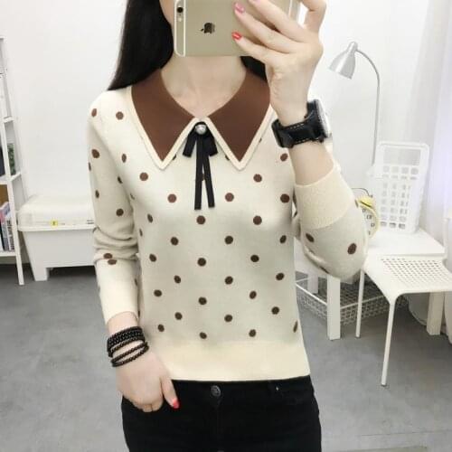 Women knitting Pullover 2020 Ｎew Female Autumn Winter No Velvet/Plus Velvet Sweater Loose All-match Sweater Long Sleeve Top