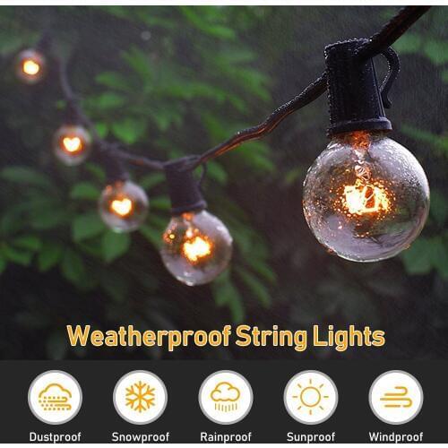 10pcs /lot Globe String Lights G40 String Lights UL Listed Patio Lights for Indoor Outdoor Decoration 25Ft with 27 Clear Bulbs