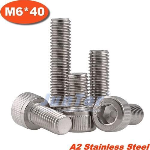 100pcs/lot DIN912 M6*40 Stainless Steel A2 Hex Socket Head Cap Screw