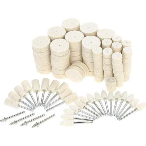 129PCS Felt Polishing Wheel Set Buffing Grinding Pad Rotary Tool with Replacement Shank Wheels for Glass Metal Jewelry
