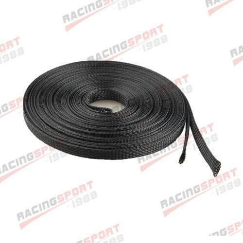 15M(50FT) 13MM Expandable Wire Cable Sleeving Sheathing Braided Loom Tubing Black