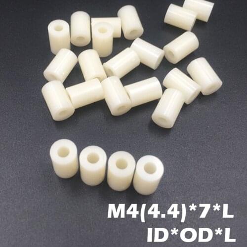 200pcs M4 4.2*7*25 4.2x7x25 4.2*7*26 4.2x7x26 ID*OD*L ABS Plastic Nylon Round Column Tube Insulation Shim Washer Standoff Spacer