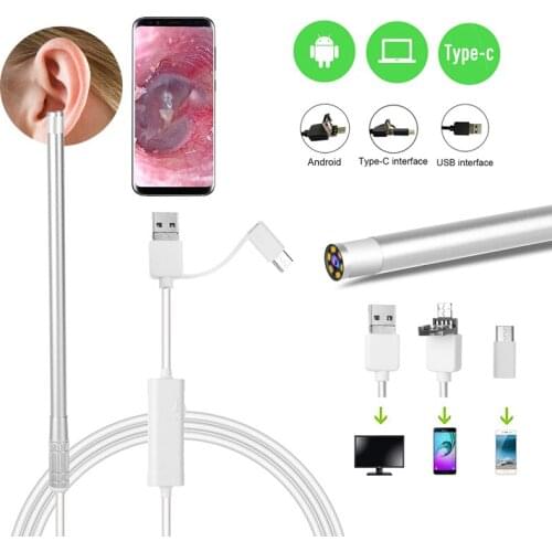 Holaroom 3 in1 HD Home In Ear Cleaning Endoscope Spoon Mini Camera Otoscope Mouth Nose Otoscope Tool Ear Picker Ear Wax Removal