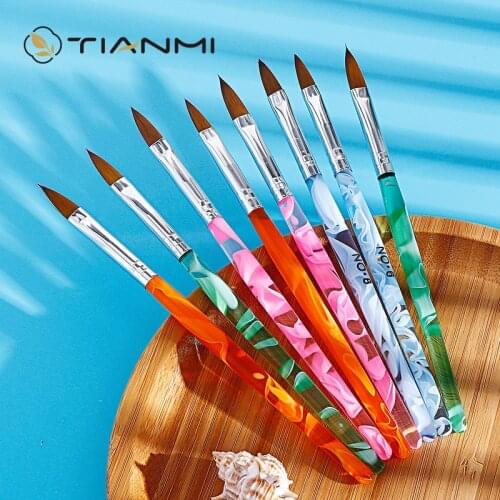TIANMI 5Pcs Nail Art Brush Tools Set Acrylic UV Gel Builder Painting Drawing Brushes Pens Cuticle Pusher Tool Colorful