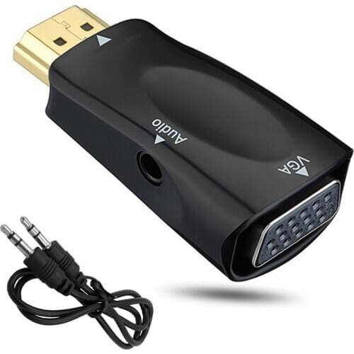 HDMI-Compatible Splitter To VGA Adapter Male To Female Aux Audio Basis Converter for TV Box PC Projector Television Extender
