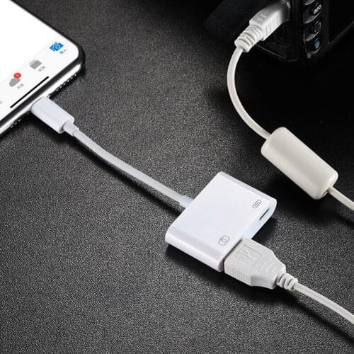 For Lightning OTG Adapter to USB OTG Cable w/ Charging Port Data Keyboard MIDI Piano Disk for iPhone 12 Pro Max Mini SE2 11 iPad