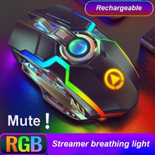 Wireless Gaming Mouse Rechargeable Gaming Mouse Silent Ergonomic 7 Keys RGB Backlit 1600 DPI mouse for Laptop Computer Pro Gamer