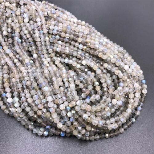 Natural Gem Stone Labradorite Beads 2-4mm Micro Faceted Round Loose Spacer Beads for DIY Necklace Bracelet Accessries Wholesale
