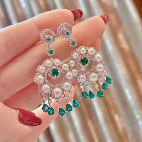 D319 Pearls EarringsPure 925 Sterling Silver Fine Jewelry Fresh Water White Pearls Dangle Earrings for Women Fine Pearl Earrings