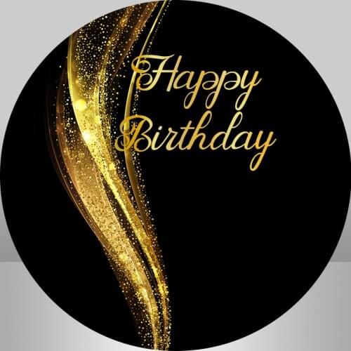 Sensfun Happy Birthday Photographic Backgrounds Black and Gold Party Photo Backdrop Party Decor Banner Circle Background