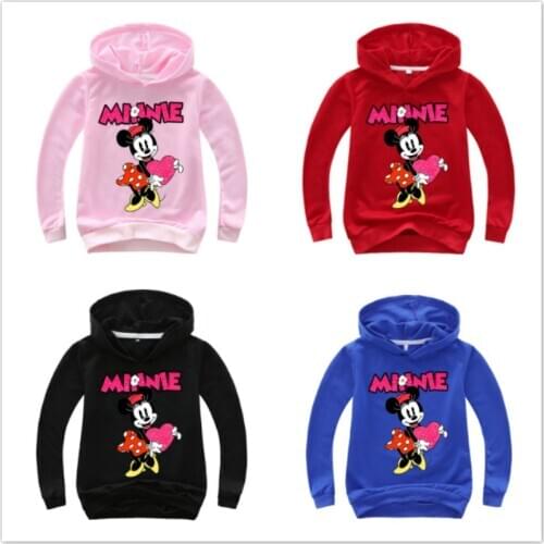 Baby Cartoon Minnie Hoodies Shirt For Girl Sweatshirt Boys Cotton Costume Children Sport Sweater Kid Long Sleeve T-shirt Top Tee