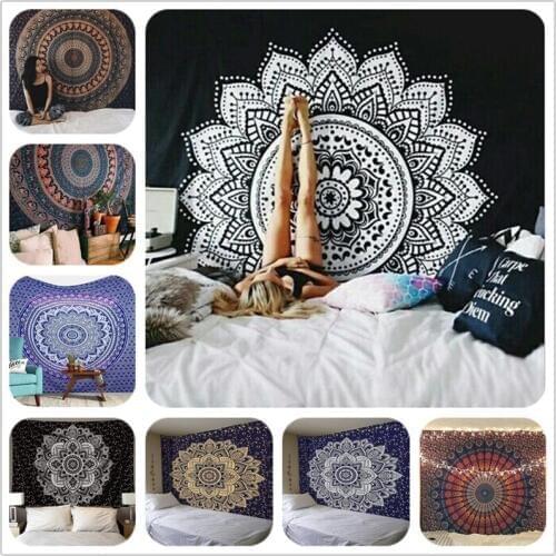 Mandala Printed Home Tapestrys Bohemian Square Tapestry Wall Hanging Bedspread Shawl Ethnic Art Decoration Beach towel Yoga mat