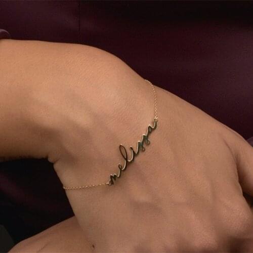 Personalized Custom Name Bracelet For Women Baby Girls Jewelry Stainless Steel Handwriting Bangle Gift