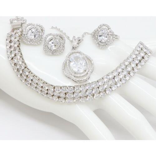 XUTAAYI High Quality Beautiful Round Baguette Shape Cubic Zirconia white Fashion Jewelry Set for Ladies