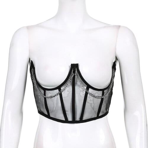 Corset Underbust Women Gothic Corset Top Curve Shaper Modeling Strap Slimming Waist Belt Chain Lace Corsets Bustiers