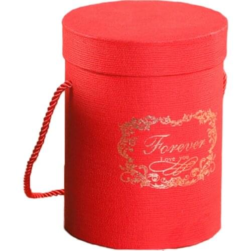 Hug Bucket Flower Box Gift Box Packaging Portable Round Flower Bucket Dried Flower Gift Candy Packaging Box Round Bucket