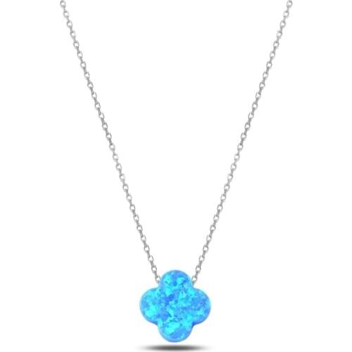 KUTAYDAN Opal Clover Necklace 925 Sterling Silver
