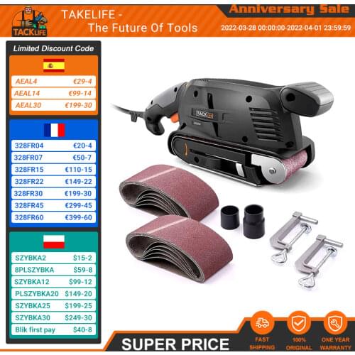 TACKLIFE PSFS1A 600W Belt Sander Bench Sander With Variable Speed Control Dust Box Vacuum Adapters 3M Length Power Cord