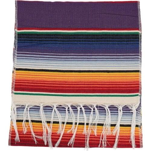 Mexican Serape Table Runner Fringe Cotton Tablecloth Fiesta Party Dinner Decor