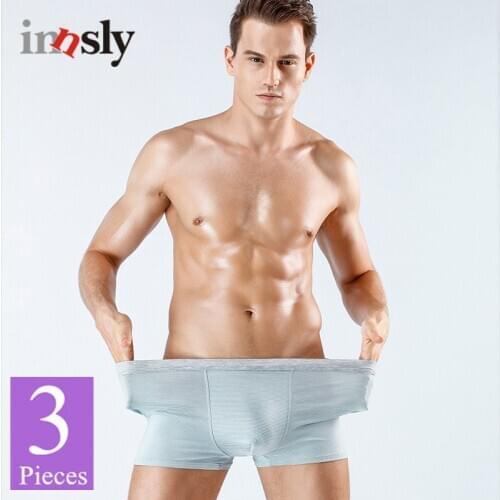 3 Pieces/Pack Bamboo Fiber Boxer For Men Elastic Big Size Males Underwear Youth Comfortable Sports Breathable Striped Shorts