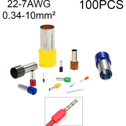 100Pcs Electrical Connectors Wire Conector End Crimp Wire Terminal Eletrico Cable Terminator Insulated Assortment Contacts 14AWG