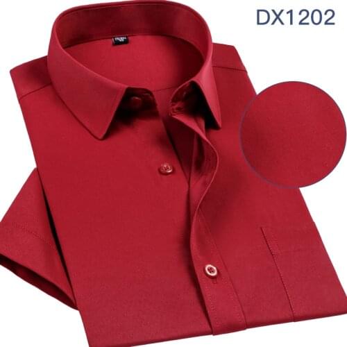 2021 New Men Shirt 40% Cotton Short Sleeve Solid Color Work Cloth Business Summer Thin Fabric Classic White Red Yellow DA498