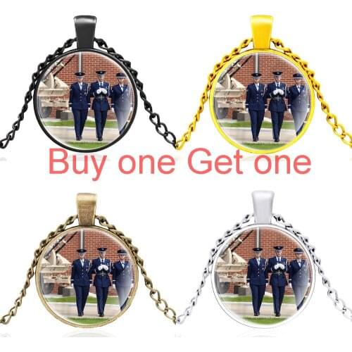 New Arrival Classic American Veteran Design Glass Cabochon High Quality Pendant Necklace Men Women Jewelry Gifts
