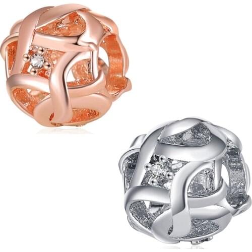 New Fashion Charm Original Hollow Weaving Pattern Beads Suitable for Original Pandora Ladies Bracelet Jewelry Gift