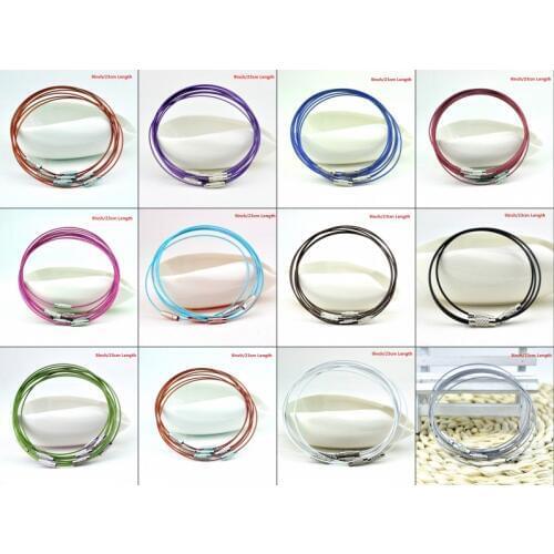 Wholesale 50pcs/lot 12 Colors 1mm Stainless Steel Bracelet Wire Cord For DIY Craft Jewelry Length 9inch 23cm Free Shipping