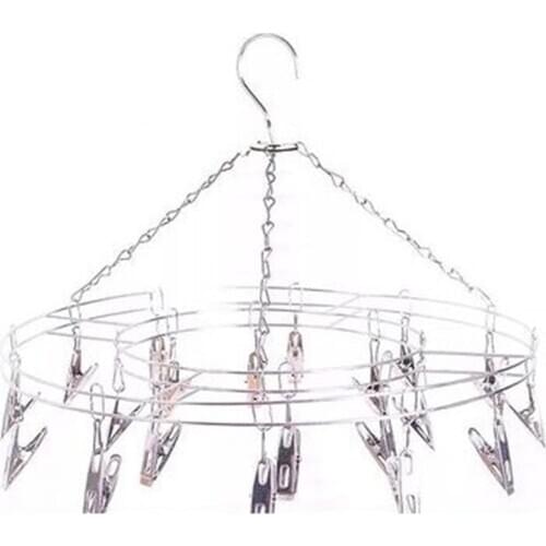 Stainless Steel Hanging Drying Rack With 20 Clothespins For Clamp And Hold Socks Baby Clothes Underwear Hat Scarf Gloves