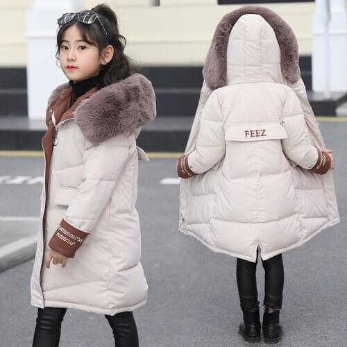 Childrens winter warm down jacket cotton padded jacket 2020 new fashion womens wear childrens thick fur coat fur hooded snow