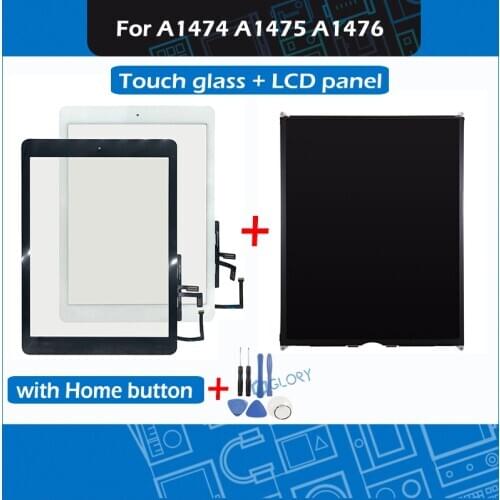 For iPad Air A1474 A1475 A1476 Touch Screen Digitizer Outer Glass with Home button + LCD screen panel Replacement