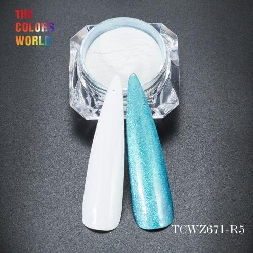 TCWZ671-R5 Tridimensional twinkling diamond Turquoise color pearlescent powder color shifting magic for nail art or others