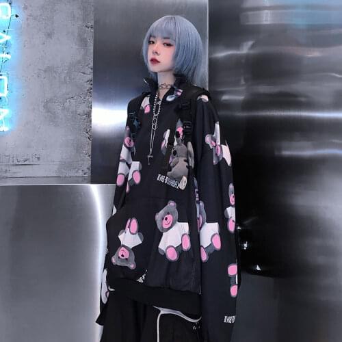 Autumn Fashion 3D Bear Hoodies Women Harajuku Sweatshirt Coat Loose Spring Pullover Lady Clothes Punk High Street Hoodie Women