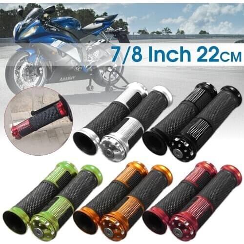 Universal Aluminium Alloy Metal Rubber Non-slip Motorcycle Handlebar Grips Moto ATV Handle Bar End Moto Accessories