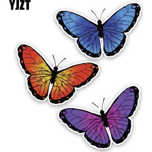 YJZT 13.1CM15.5CM Interesting Lovely Butterfly Colored PVC Car Sticker Graphic Decoration C1-5079