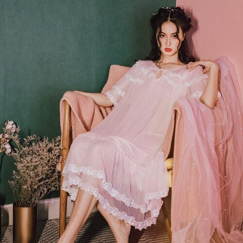 Yomrzl A658 New arrival summer cotton womens nightgown sweet half sleeve sleepwear one piece gauze sleep dress indoor clothes