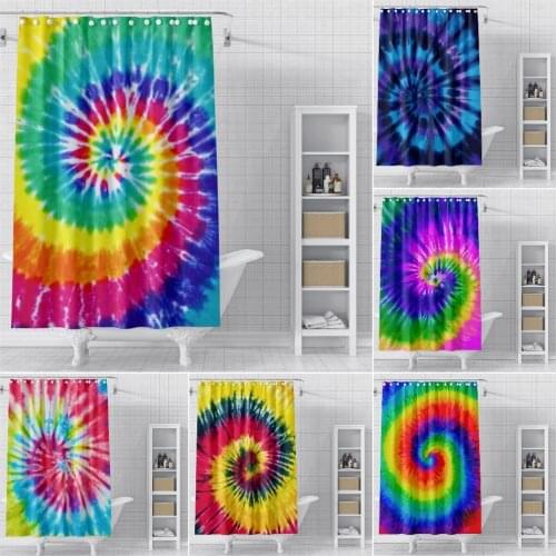 Swirl Colorful Tie Dye Shower Curtains Abstract Style Bathroom Curtain Fabric Waterproof Shower Curtain Hooks Home Decoration