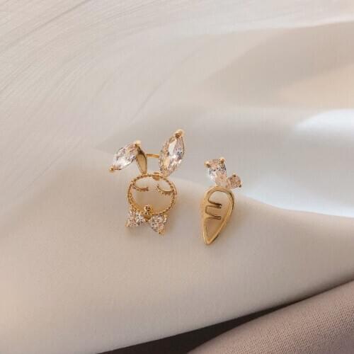 ZDMXJL 2021 New Fashion Womens Earrings Fine Cute Rabbit Zircon Ear Stud Earrings For Women Party Girl Jewelry Gifts Wholesale