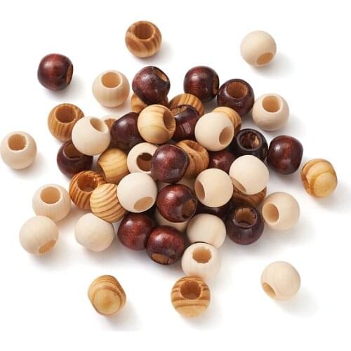 100pcs Rondelle Wood Beads Big Hole Coffee White Striped Wooden Loose Spacer Bead Fit DIY Necklace Bracelet Wood Crafts Supplies