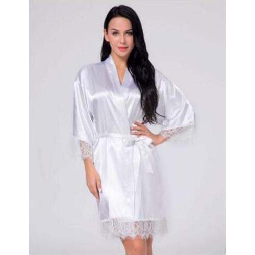 1620 Womens Satin Silk Woman Lace Robe Female Lace Bathrobe Womens Robes Sleepwear Ladies Sexy Robe For Women Drop Shippin
