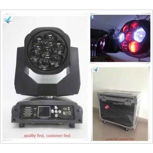 4pcs/lot flycase Mini Zoom Bee Eye 7x15w Lyre Wash Moving Head Light RGBW 4IN1 LED Beam Stage Show DJ Lamp Lighting Equipment