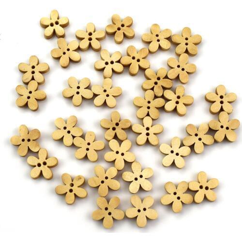 500PCS 2-Hole 12MM Mixed Flower Pattern Wooden Buttons Scrapbooking Crafts for Decorative Sewing Apparel Accessories Home Decor